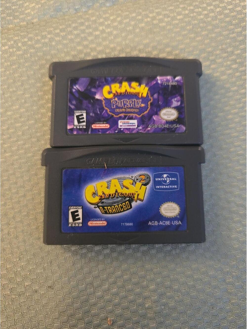 Crash Bandicoot GBA Bundle: Purple & N-Tranced Cartridges